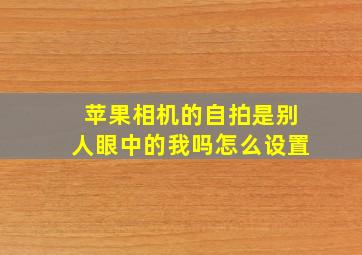 苹果相机的自拍是别人眼中的我吗怎么设置