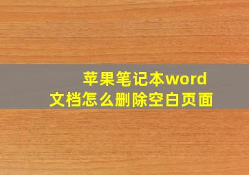 苹果笔记本word文档怎么删除空白页面