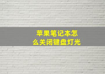 苹果笔记本怎么关闭键盘灯光