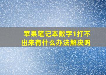 苹果笔记本数字1打不出来有什么办法解决吗