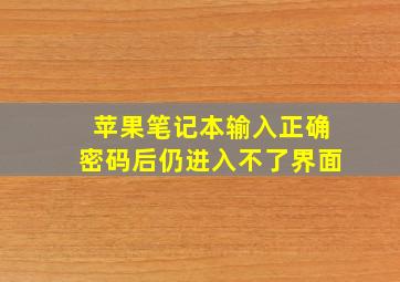 苹果笔记本输入正确密码后仍进入不了界面