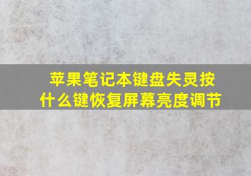 苹果笔记本键盘失灵按什么键恢复屏幕亮度调节