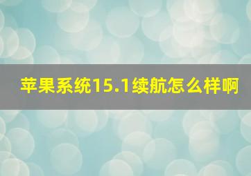 苹果系统15.1续航怎么样啊