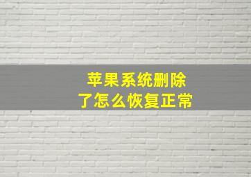 苹果系统删除了怎么恢复正常