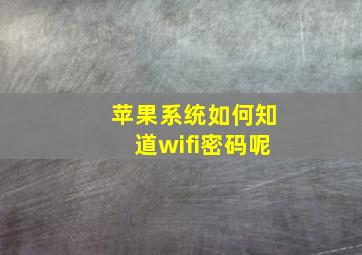 苹果系统如何知道wifi密码呢