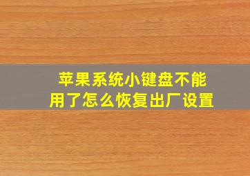 苹果系统小键盘不能用了怎么恢复出厂设置