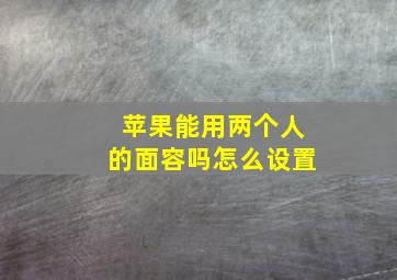 苹果能用两个人的面容吗怎么设置