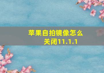 苹果自拍镜像怎么关闭11.1.1