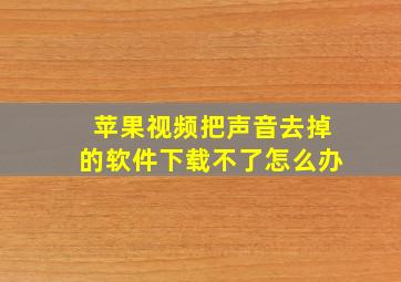 苹果视频把声音去掉的软件下载不了怎么办