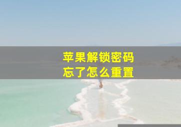 苹果解锁密码忘了怎么重置