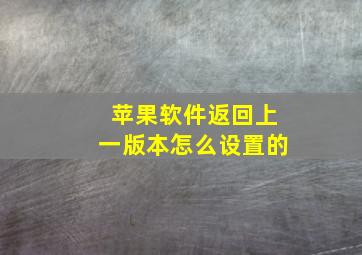 苹果软件返回上一版本怎么设置的