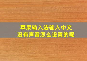 苹果输入法输入中文没有声音怎么设置的呢