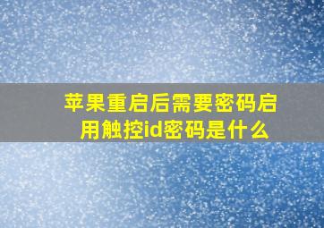 苹果重启后需要密码启用触控id密码是什么