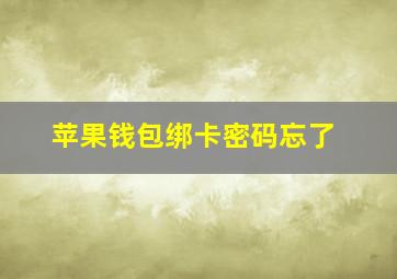 苹果钱包绑卡密码忘了