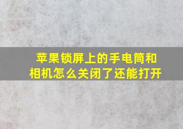 苹果锁屏上的手电筒和相机怎么关闭了还能打开