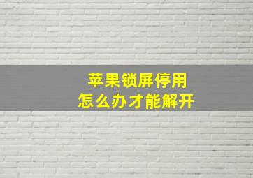 苹果锁屏停用怎么办才能解开