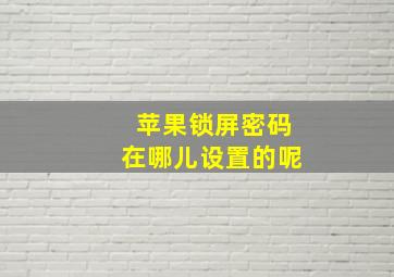 苹果锁屏密码在哪儿设置的呢