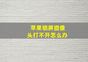 苹果锁屏摄像头打不开怎么办