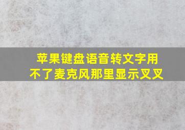 苹果键盘语音转文字用不了麦克风那里显示叉叉