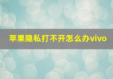 苹果隐私打不开怎么办vivo