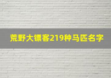 荒野大镖客219种马匹名字