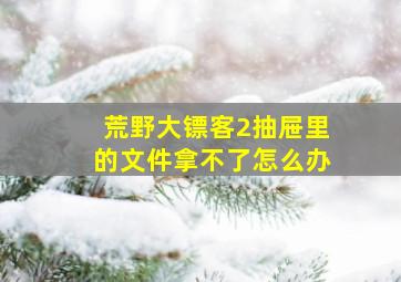 荒野大镖客2抽屉里的文件拿不了怎么办