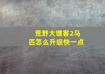 荒野大镖客2马匹怎么升级快一点