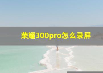 荣耀300pro怎么录屏