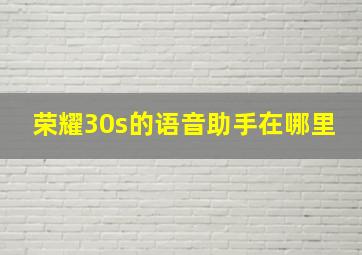 荣耀30s的语音助手在哪里