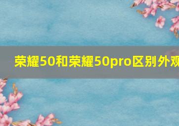 荣耀50和荣耀50pro区别外观