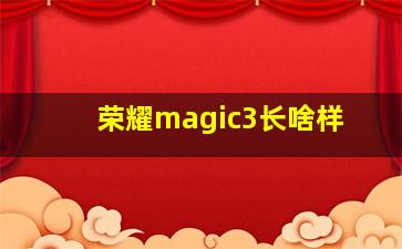 荣耀magic3长啥样