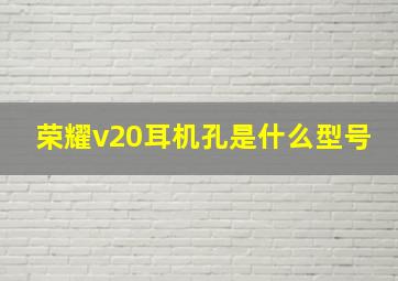 荣耀v20耳机孔是什么型号