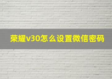 荣耀v30怎么设置微信密码