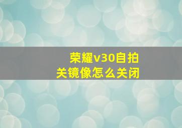 荣耀v30自拍关镜像怎么关闭