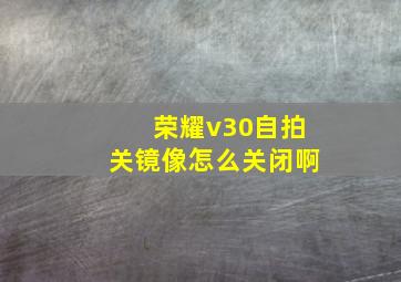 荣耀v30自拍关镜像怎么关闭啊