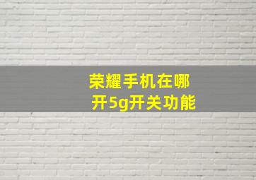 荣耀手机在哪开5g开关功能