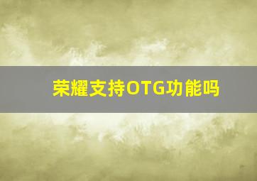 荣耀支持OTG功能吗