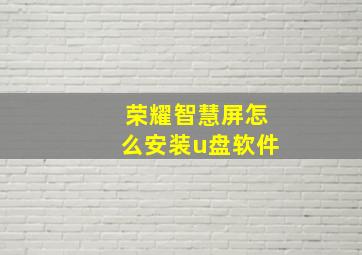 荣耀智慧屏怎么安装u盘软件