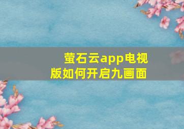 萤石云app电视版如何开启九画面