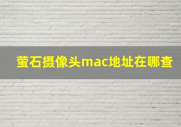 萤石摄像头mac地址在哪查