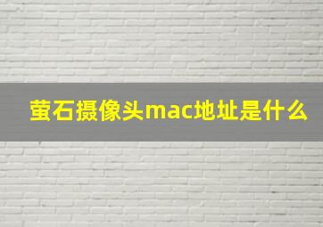 萤石摄像头mac地址是什么