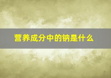 营养成分中的钠是什么