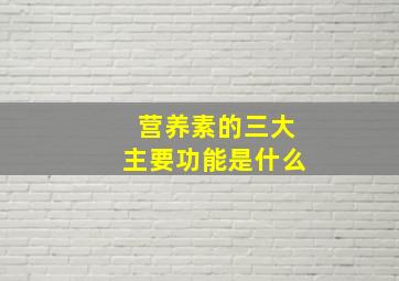 营养素的三大主要功能是什么