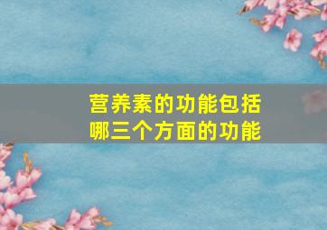 营养素的功能包括哪三个方面的功能