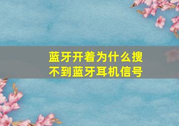 蓝牙开着为什么搜不到蓝牙耳机信号