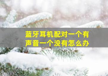 蓝牙耳机配对一个有声音一个没有怎么办