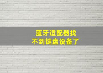 蓝牙适配器找不到键盘设备了