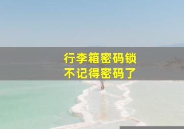 行李箱密码锁不记得密码了