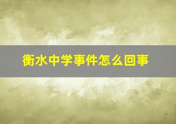 衡水中学事件怎么回事