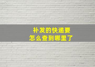 补发的快递要怎么查到哪里了